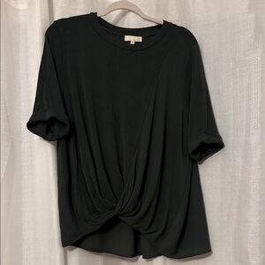 Women’s Forest Green Twist-Front Short Sleeve Top - L